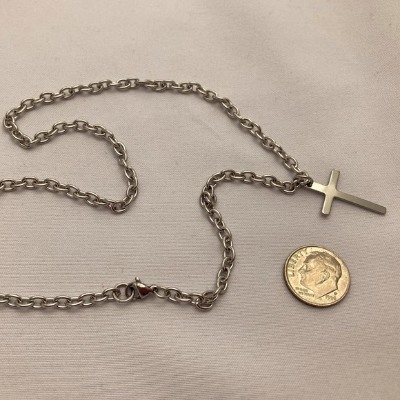 STAINLESS Steel Necklace With Cross Pendant - Picture 5 of 10